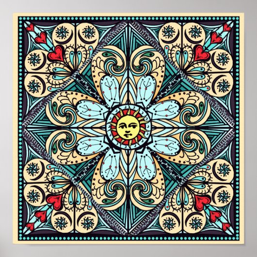  Style Sun Mandala Poster (Voorkant)