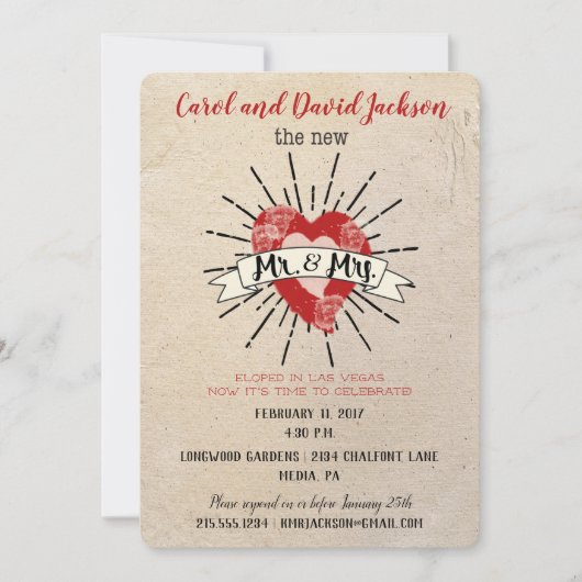 Style tatouage Elopement Faire-part et fête (Devant)