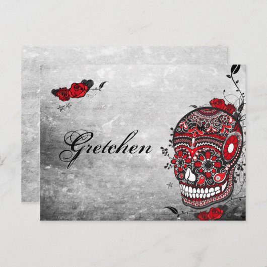 Style tatouage Muerte Crâne et parfums Carte de no (Devant / Derrière)