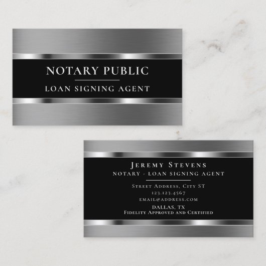 Style texture argent élégant carte de visite (Devant / Derrière)