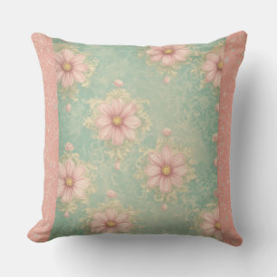 Style vert et rose et oreiller à lancer confort