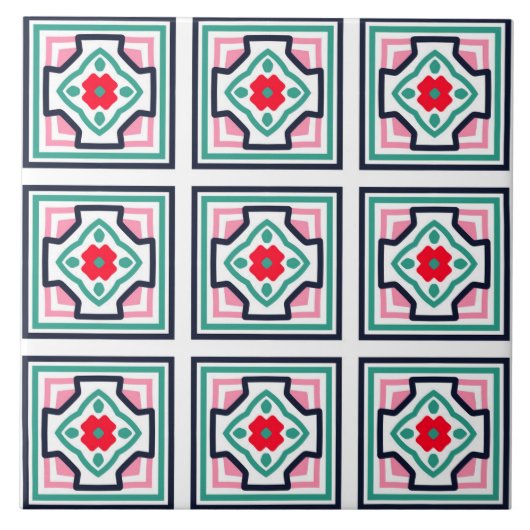 Style victorien Carré Motif carreaux de céramique (Devant)