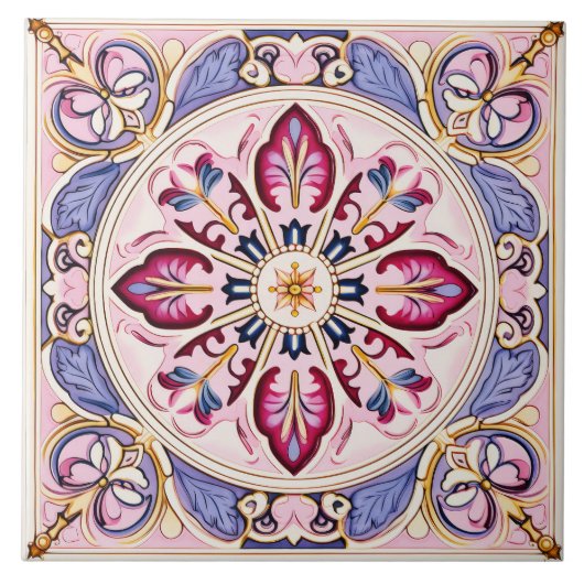 Style vintage Carreaux rose et bleu céramique (Devant)