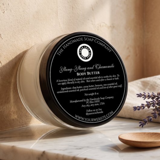 Style vintage Cosmétique Noir Étiquette de pot ave