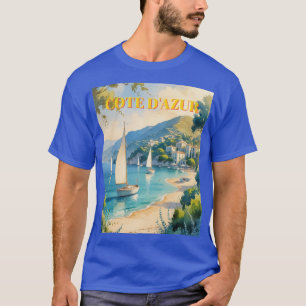 Style vintage Côte d'Azur T-shirt Voyage Français