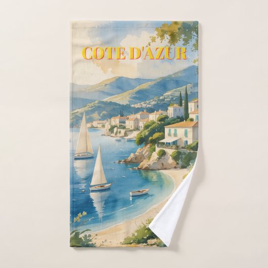 Style vintage Côte d'Azur Voyage en France (Serviette à main)