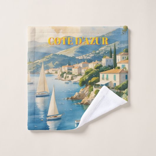 Style vintage Côte d'Azur Voyage en France (Gant de toilette)