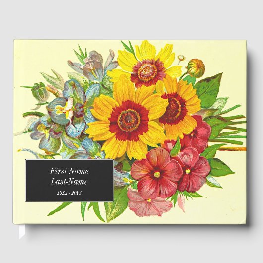 Style vintage Funérailles florales Souvenir Livre  (Recto)