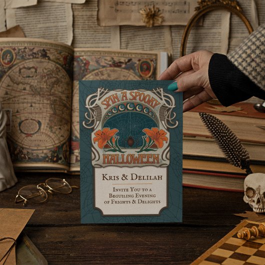 Style vintage Halloween Invitation Dark Whimsy