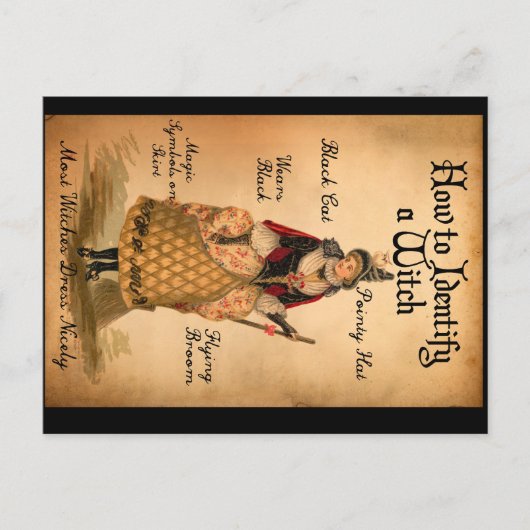 Style vintage Halloween Witch I.D. Carte postale (Devant)
