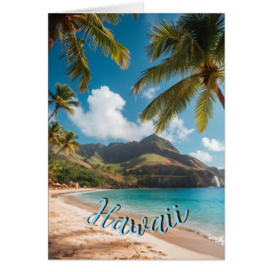 Style Vintage Hawaïen Palmiers Mer Ciel Voyage