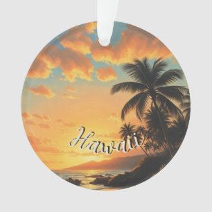 Style Vintage Hawaïen Voyage Côte Mer Coucher de s