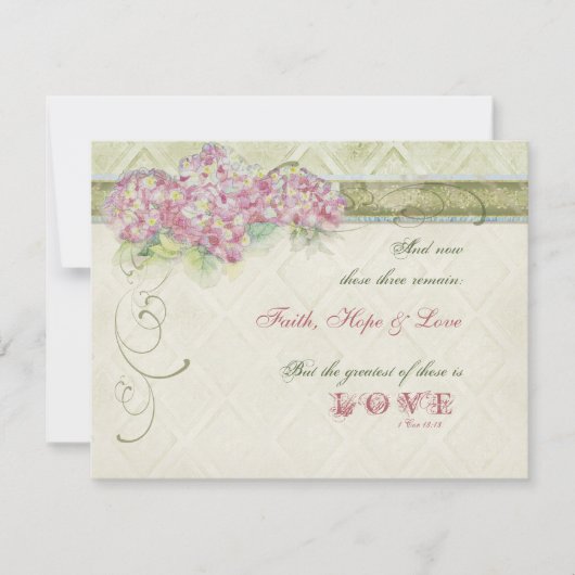 Style vintage Hydrangea rose - Carte de réponse RS (Devant)