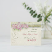Style vintage Hydrangea rose - Carte de réponse RS (Debout devant)