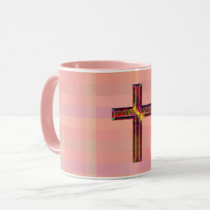 Style vintage Illustré Foi croisée Mug rose