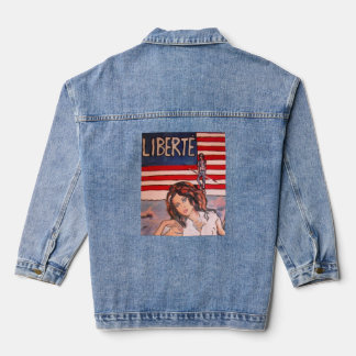 Style Vintage Liberté Portrait avec Drapeau Améric