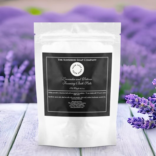 Style vintage Noir Salines de bain Étiquette avec