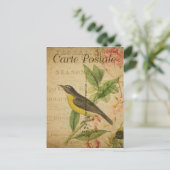 Style vintage Oiseau Jaune Carte Postale Française (Debout devant)