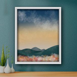 Style vintage Paysage Mur Art Monts Poster