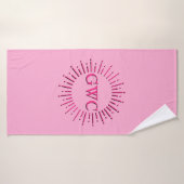 Style vintage Pink Sun Burg Personnalisé Monogramm (Serviette de bain)