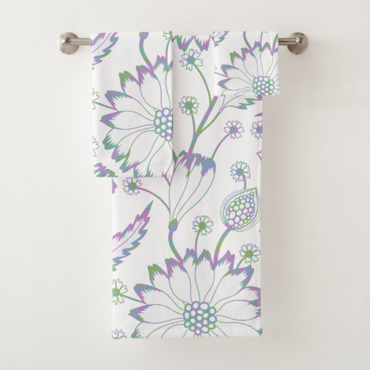 Style vintage Purple Vert Bleu Motif Floral (En situation)