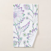 Style vintage Purple Vert Bleu Motif Floral (Serviette à main)