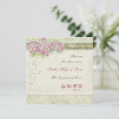 Style vintage rose Hydrangea - Faire-part de maria (Debout devant)