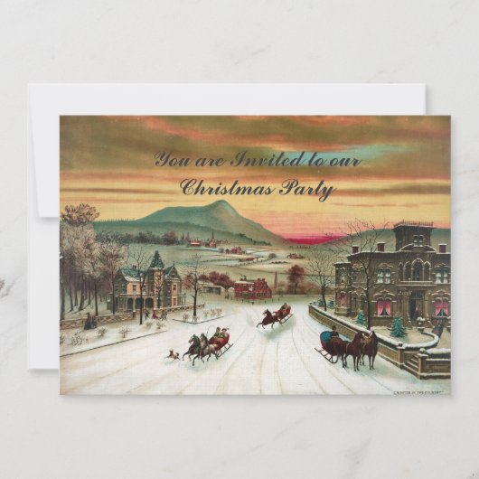 Style Vintage Scène de Noël Invitation (Devant)