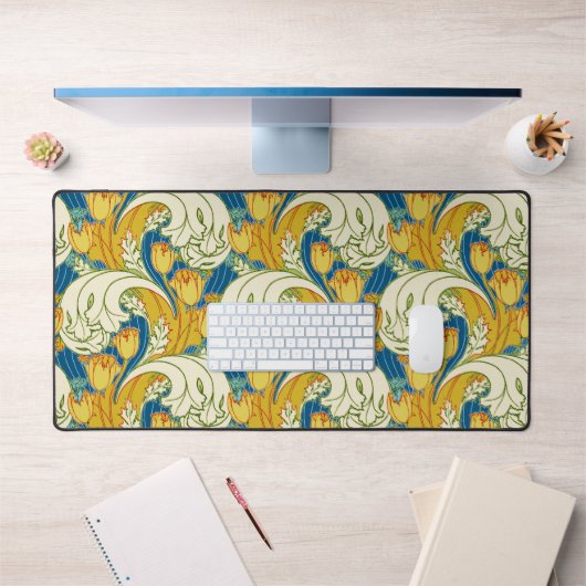 Style William Morris Tulp Tissu Floral sarcelle et (Bureau 1)