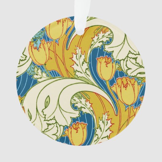 Style William Morris Tulp Tissu Floral sarcelle et (devant)