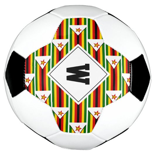 Stylé ZIMBABWE FLAG Monogramme balle de soccer (Tourné)