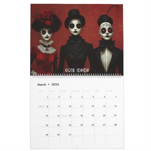 Styles d'art gothique 2025 Calendrier (Mar 2026)