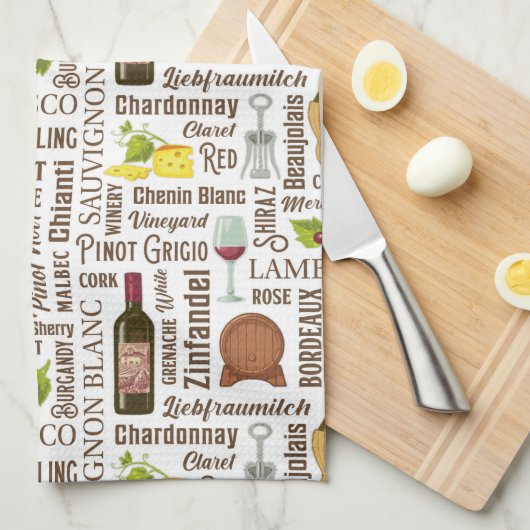 Styles de vin Serviette de cuisine (Quart Plié)