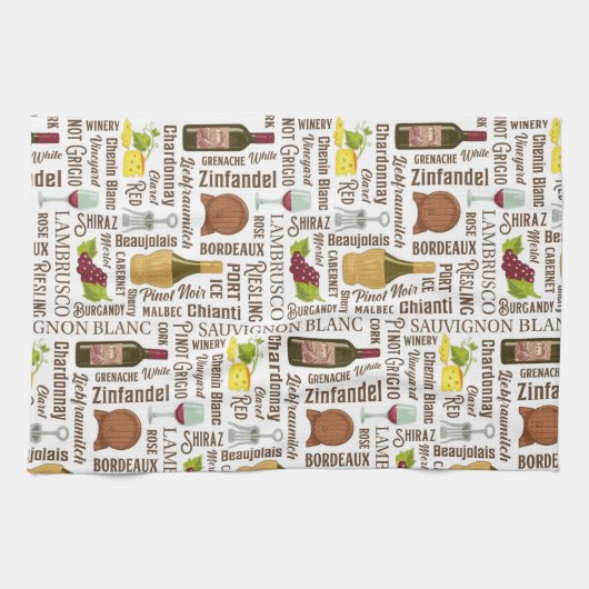Styles de vin Serviette de cuisine (Horizontal)