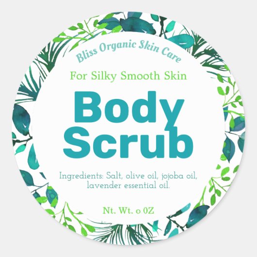 Styles naturels Feuillage Vert Bleu Étiquette de c (Devant)