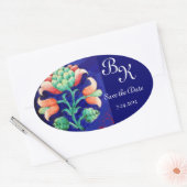 STYLESSTROOM, PINK GROEN BLAUWE MONOGRAM OVALE STICKER (Envelop)