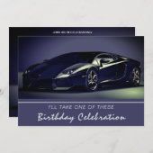 Stylin Fast Car Birthday Uitnodiging (Voorkant / Achterkant)