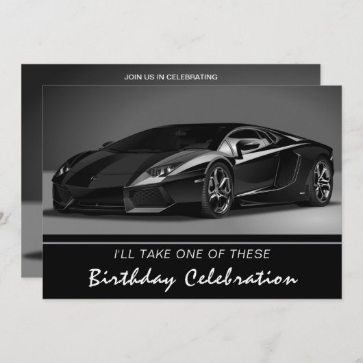 Stylin Fast Car Invitation Anniversaire (Devant / Derrière)