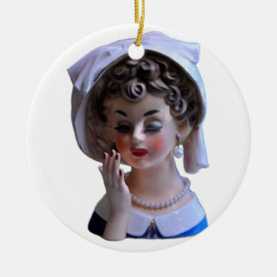 Stylin’ Lady Head Vase Manicure Pet Eyelashes Keramisch Ornament