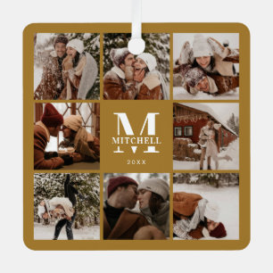 Stylis Eenvoudig Paar Fotocollage Monogram cadea Metalen Ornament