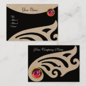 STYLISCH WINGS FUCHSIA RED RUBY GEMSTONE MONOGRAM VISITEKAARTJE (Voorkant / Achterkant)