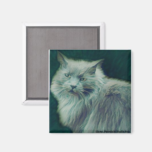 Stylisé Chat n° 1 Aimant de brindilles vert (Recto/Verso)