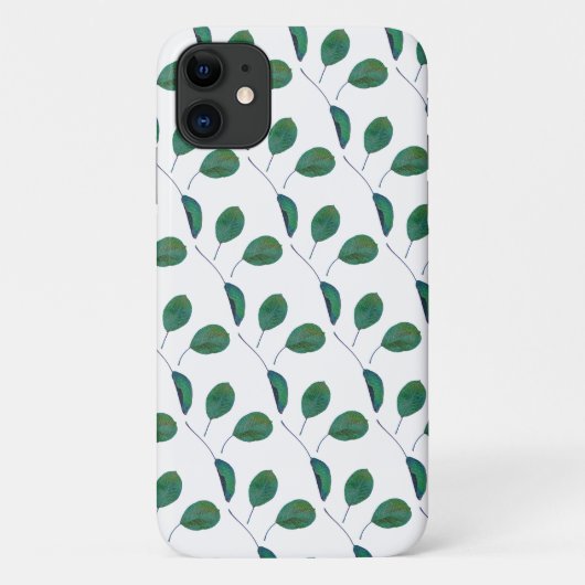 Stylisé Green Pear Tree Feuilles iPhone 11 Coque (Dos)
