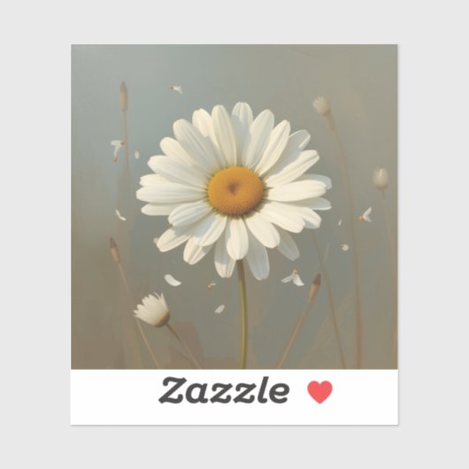 stylised blooming daisy paintings, sticker (Vel)