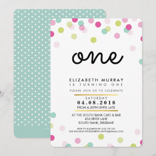 STYLISH 1ER anniversaire fête INVITATION mint rose