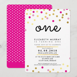 STYLISH 1ER anniversaire INVITATION rose or fille
