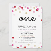 STYLISH 1ER anniversaire INVITATION rose or fille (Devant)