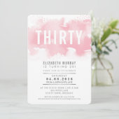 STYLISH 30e anniversaire INVITATION aquarelle rose (Debout devant)