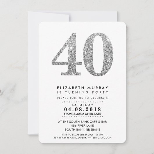 STYLISH 40E anniversaire INVITATION parties scinti (Devant)