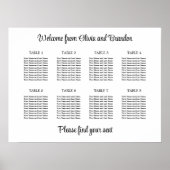 Stylish 8 Table Wedding Seating Chart Poster (Devant)
